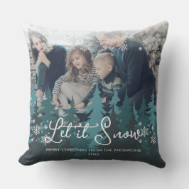 Laat het sneeuwen | Sneeuwvlokken Pine Tree Christ Kussen