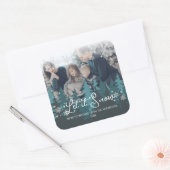 Laat het sneeuwen | Sneeuwvlokken Pine Tree Christ Vierkante Sticker (Envelop)