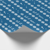 Laat het sneeuwen, sneeuwvlokken, sneeuwblauw kers cadeaupapier (Hoek)