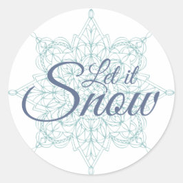 "Laat het sneeuwen" Snowflake Design in Blue Class Ronde Sticker
