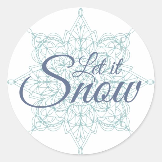 "Laat het sneeuwen" Snowflake Design in Blue Class Ronde Sticker (Voorkant)