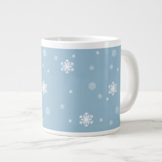 Laat het sneeuwen, Snowflakes Pattern op Blue, Win Grote Koffiekop