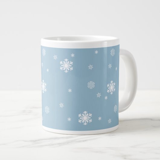 Laat het sneeuwen, Snowflakes Pattern op Blue, Win Grote Koffiekop (Voorkant rechts)