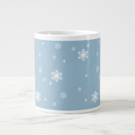 Laat het sneeuwen, Snowflakes Pattern op Blue, Win Grote Koffiekop