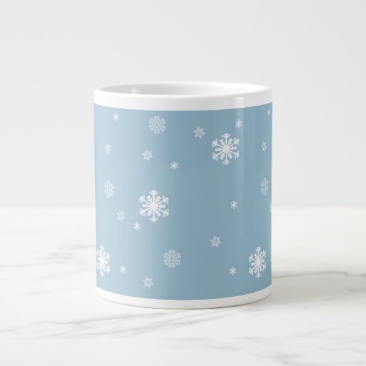 Laat het sneeuwen, Snowflakes Pattern op Blue, Win Grote Koffiekop (Voorkant)