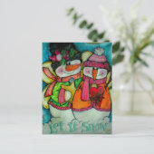 Laat het sneeuwen - Snowman Angels Feestdagenkaart (Staand voorkant)