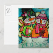Laat het sneeuwen - Snowman Angels Feestdagenkaart (Voorkant / Achterkant)
