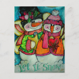 Laat het sneeuwen - Snowman Angels Feestdagenkaart
