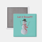 Laat het sneeuwen!!! Snowman Magneet (Voorkant / Achterkant)