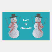 Laat het sneeuwen!!! Snowman Rechthoekige Sticker (Voorkant)
