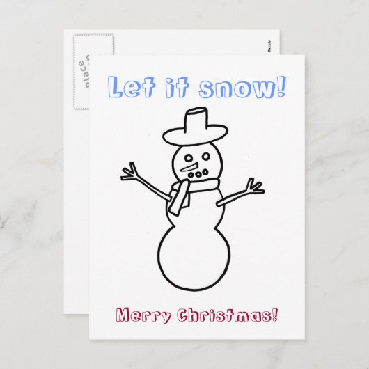 Laat het sneeuwen, snowman schetst briefkaarten (Voorkant / Achterkant)