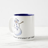 Laat het sneeuwen! Snowman Tweekleurige Koffiemok (Voorkant links)