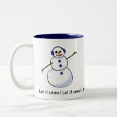 Laat het sneeuwen! Snowman Tweekleurige Koffiemok (Links)