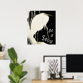 Laat het sneeuwen - Snowy Heron -  art - 20 - Poster (Thuiskantoor)