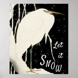 Laat het sneeuwen - Snowy Heron -  art - 20 - Poster