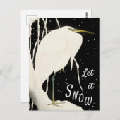 Laat het sneeuwen - Snowy Heron -  Art Ohara Koson Briefkaart (Voorkant / Achterkant)