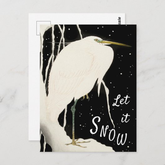 Laat het sneeuwen - Snowy Heron -  Art Ohara Koson Briefkaart (Voorkant / Achterkant)