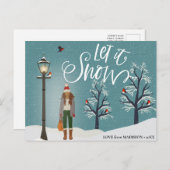 Laat het sneeuwen | Snowy Scenery with Winter Bird Feestdagenkaart (Voorkant / Achterkant)