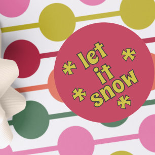 Laat het sneeuwen  stijl belettering rode limoen g ronde sticker