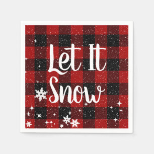 Laat het sneeuwen tekst op Buffalo Plaid Servet