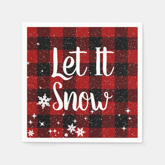 Laat het sneeuwen tekst op Buffalo Plaid Servet (Voorkant)