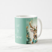 "Laat het Sneeuwen" Turquoise & Goud Kerstcozy Mok (Voorkant rechts)
