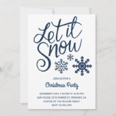 Laat het sneeuwen | Uitnodiging voor blauwe kerstf (Voorkant)