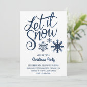 Laat het sneeuwen | Uitnodiging voor blauwe kerstf (Staand voorkant)