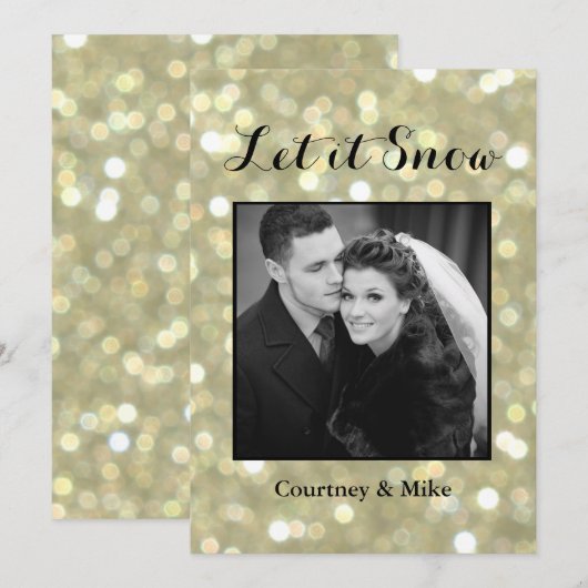 Laat het sneeuwen vakantiefoto kaart in goud (Voorkant / Achterkant)