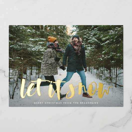 Laat het Sneeuwen Volledige Foto Folie Feestdagenkaart (Voorkant)