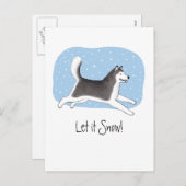 "Laat het sneeuwen!" Vrolijk hondenontwerp Feestdagenkaart (Voorkant / Achterkant)