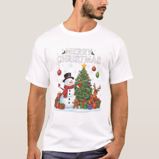 Laat het sneeuwen waterverf winterlandschap typogr t-shirt
