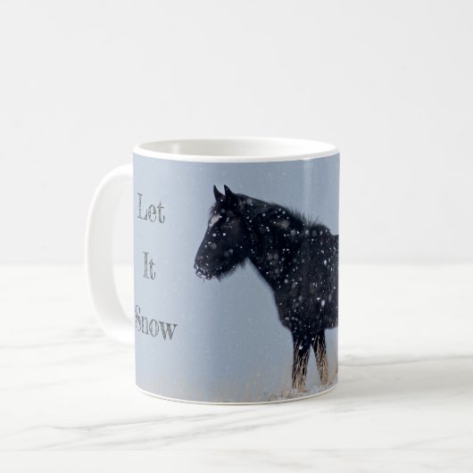 Laat het sneeuwen Wild Mustang Kerstmis Koffiemok (Voorkant links)