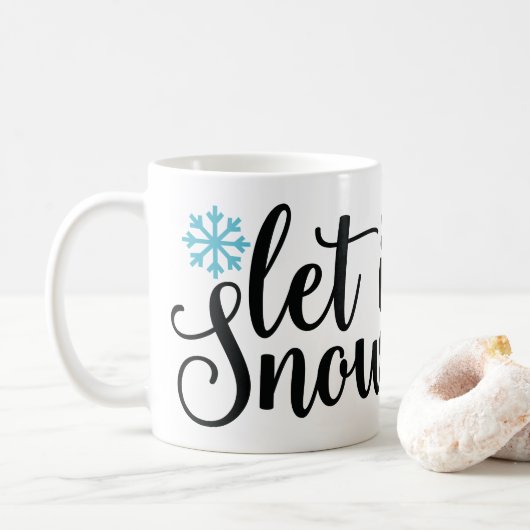 Laat het sneeuwen, winter en sneeuwliefhebber koff koffiemok (Met donut)