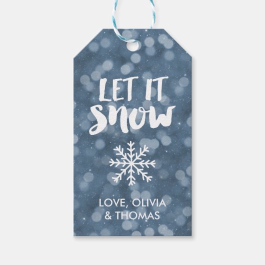 Laat het sneeuwen | Winter Night Bokeh Cadeaulabel (Voorkant)