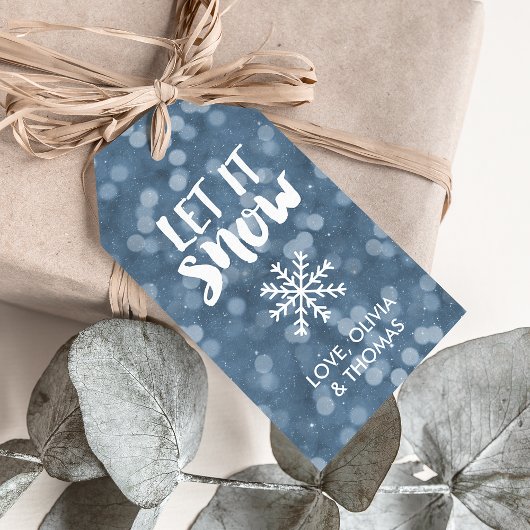 Laat het sneeuwen | Winter Night Bokeh Cadeaulabel