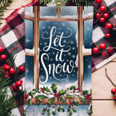 Laat het Sneeuwen Winter Raam Kerstmis Theedoek