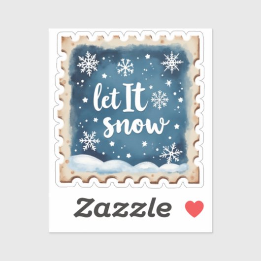 Laat het Sneeuwen Winter Stempel Sticker (Vel)