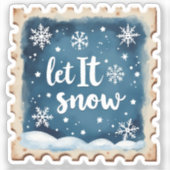 Laat het Sneeuwen Winter Stempel Sticker (Voorkant)