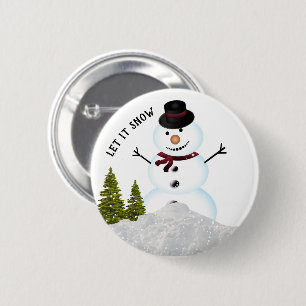 Laat het Sneeuwen Winter Vakantie Sneeuwman Ronde Button 5,7 Cm