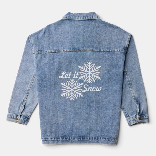 Laat het sneeuwen winter witte sneeuwvlokken delic denim jacket (Achterkant)