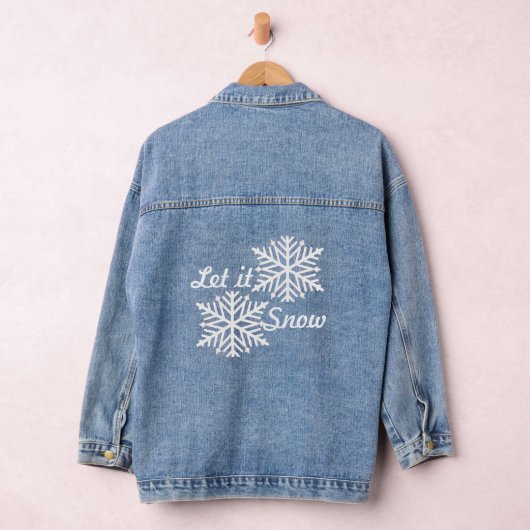 Laat het sneeuwen winter witte sneeuwvlokken delic denim jacket (Hangar)