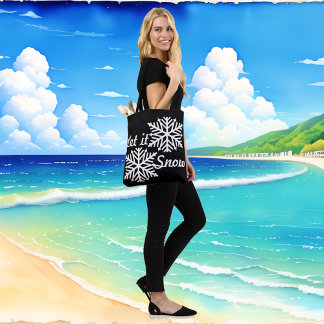 Laat het sneeuwen winter witte sneeuwvlokken elega tote bag