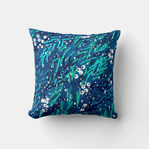 Laat het sneeuwen winterbessen patroon Blauw + B Kussen