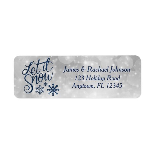 Laat het sneeuwen | Winterblauw Snowflakes Holiday Etiket (Voorkant)