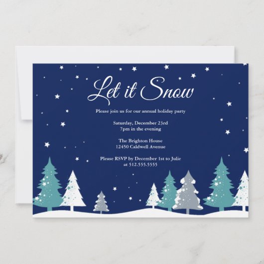 Laat het sneeuwen winterbomen kerstfeest kaart (Voorkant)