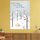 Laat het sneeuwen - Winterflurries, deer en vogelk Canvas Afdruk (Insitu (Woonkamer))