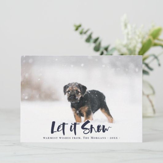 Laat het sneeuwen Winterfoto Kerst Feestdagenkaart (Staand voorkant)