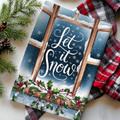 Laat het Sneeuwen Winterraam Kerstmis Theedoek