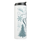 Laat het sneeuwen Xmas Kerstboom Thermosbeker (Gedraaid links)